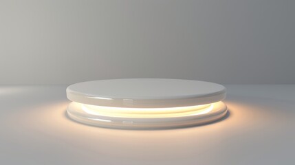 Aufkleber - White pedestal podium illuminated with spotlights. Abstract high quality 3D concept for banners, flyers or websites.