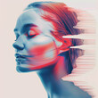 Woman face with closed eyes photo manipulated to add motion blur effect