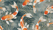 Asian background ,Oriental Japanese style abstract pattern background design with koi fish decorate in water color texture