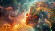 Fantasy cosmic face in galactic clouds - A fantasy cosmic portrait merges a human face with vibrant galactic clouds