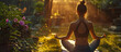 © Oleksandr - Young woman doing yoga in spring evening garden
