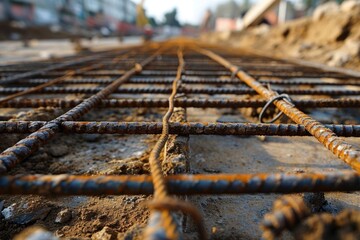  Steel Grid Construction: Industrial Metalwork Framework at Construction Site