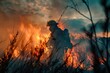 Firefighters fighting flames during a forest fire, demonstrating bravery and heroism in emergency situations.