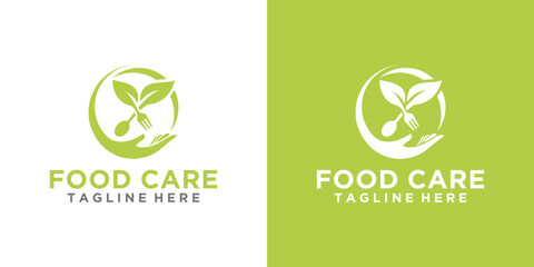 Wall Mural - Food care logo design inspiration. organic food care design logo template.