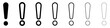 Exclamation marks. Set of black and white linear exclamation marks.