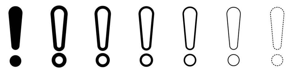 Wall Mural - exclamation marks. set of black and white linear exclamation marks.