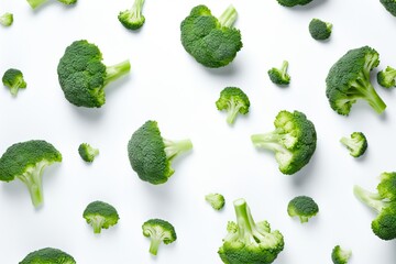 Fresh broccoli pattern isolated on white background