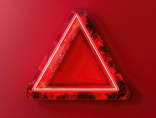 Warning concept, triangle on red background