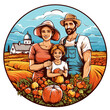 Familie auf Ackerland mit Gemüse Illustration Vektor