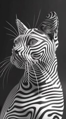 Poster - A black and white photo of a cat