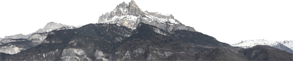 Poster - Isolated PNG cutout of a snowy mountain on a transparent background, ideal for photobashing, matte-painting, concept art	