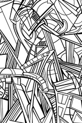 Sticker - Abstract Black and White Shapes, coloring page