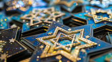 A Display Of Handmade Hanukkah Cards Intricately Designed With The Star Of David And Other Traditional Symbols Ready To Be Sent To Friends And Family To Spread Holiday Cheer.
