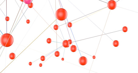 Fototapete - Abstract 3d rendering of network concept. Modern background. Futuristic shape with spheres and lines. Design for poster, cover,