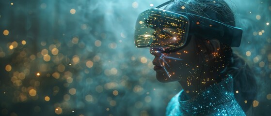Aufkleber - An experienced person with his smart phone using the metaverse virtual world concept. Futuristic tone. Conceptual picture.