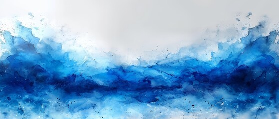 Poster - Brush strokes of blue watercolor isolated on a white background