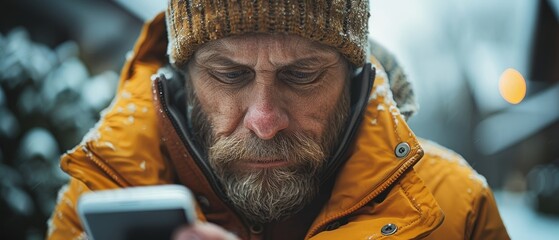 Poster - An image of a man using a smart phone from a close perspective.