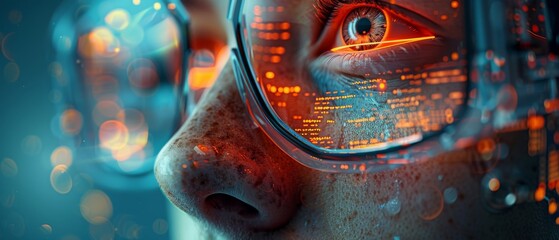 Leinwandbilder - Using technology to generate something with artificial intelligence, ChatGPT Chat with AI, Artificial Intelligence. By entering a command prompt, the man can control a smart robot with artificial