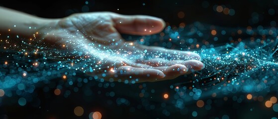 Aufkleber - Digital data network transformation for next generation technology on cyberspace, Internet networks, digital software development, algorithms, metaverses, and data science by a businessman.