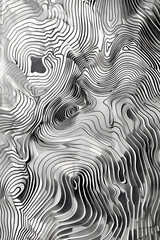 Wall Mural - Monochrome Wavy Pattern, coloring page