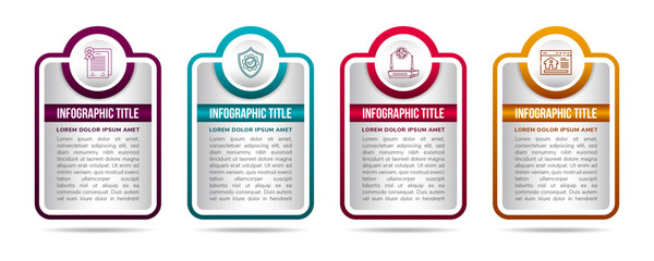Wall Mural - business infographic web concept design template with icons four vertical banners and round buttons 