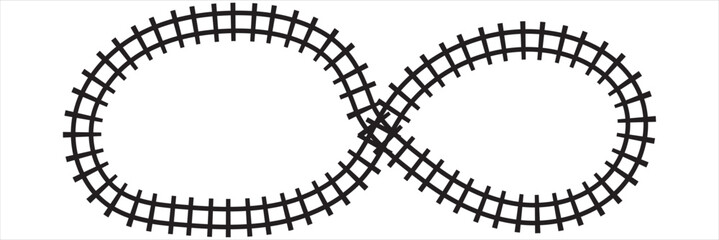 Wall Mural - Railway Line, Rails Symbol, Train Tracks Sign, Railroad Pictogram, Railway Track Silhouette. Railway vector . EPS 10