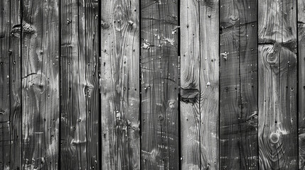 Wall Mural - The monochrome image depicts a close-up of vertical wooden planks, emphasizing their textured surface