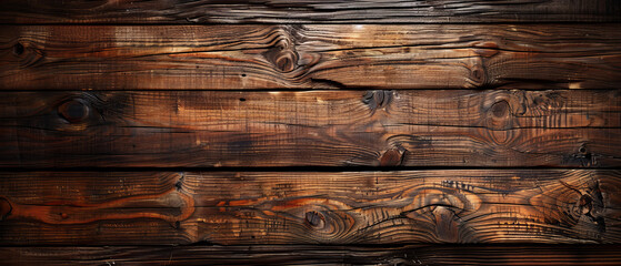 Wall Mural - Close-up image of dark, weathered pine planks with knots and natural patterns, offering a rustic feel