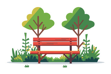 Sticker - outdoor park bench isolated vector style