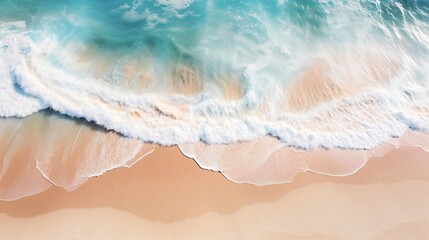 Sticker - aerial of a sand beach with waves