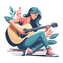 人物画点描画 「Female Guitarist」