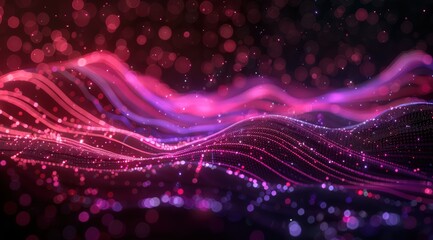 Wall Mural - a pink and purple wave graph over a dark background, in the style of bokeh, money themed, highly detailed environments
