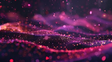 Wall Mural - a pink and purple wave graph over a dark background, in the style of bokeh, money themed, highly detailed environments
