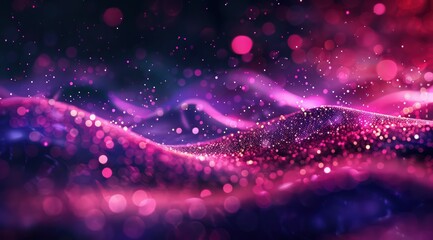 Wall Mural - a pink and purple wave graph over a dark background, in the style of bokeh, money themed, highly detailed environments