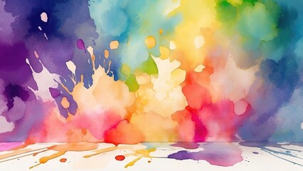 Wall Mural - Digital Watercolor Background Abstract Splash Colorful Art