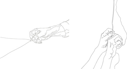 Wall Mural - continuous line drawing of hand drawing a line