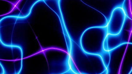Leinwandbilder - Abstract looping 4k video. Seamless abstract blue wavy psychedelic background for loop playback. Glowing energy moving texture