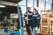 © chokniti - woman carpenter worker wearing safety uniform working to quality control checking of wooden products at workshop manufacturing. female technician making wooden in carpenter's shop industry warehouse.