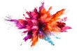 © TANATPON - Explosion splash of colorful powder with freeze isolated on background, abstract splatter of colored dust powder.