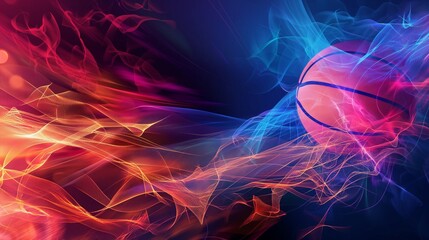 Wall Mural - Sports abstract background with a basketball, a sports game competition