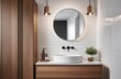 © Yliya - modern bathroom interior in light shades using wooden decor
