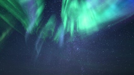 Wall Mural - Galactic Embrace Aurora and Polaris North Star with Meteors Milky Way Time Lapse