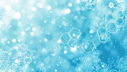 Wall Mural - a blue and white digital background with a hexagon pattern, in the style of science-based, light sky-blue and light blue