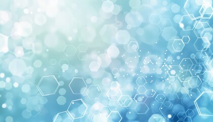 Wall Mural - a blue and white digital background with a hexagon pattern, in the style of science-based, light sky-blue and light blue