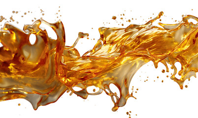 Wall Mural - Splash of gold. Wave of liquid metal. Isolated on a transparent background.