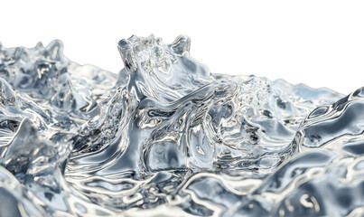 Wall Mural - Abstract liquid metal shape, splash, wave. Fluid glossy mirror water effect. Isolated on a transparent background.