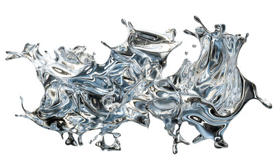Wall Mural - Abstract liquid metal shape, splash, wave. Wave of liquid metal. Isolated on a transparent background.