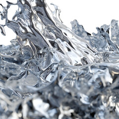 Wall Mural - Splash of silver. Fluid glossy mirror water effect. Isolated on a transparent background.