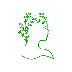 Wall Mural - head women leaf icon logo vector