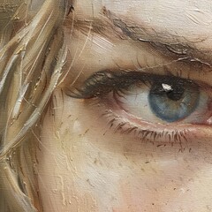 Poster - Detailed close up of a woman's eye, suitable for various graphic design projects